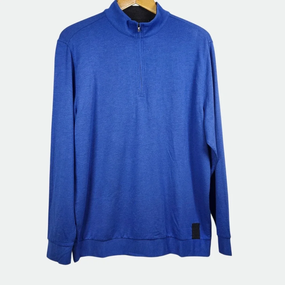Half Zip Pullover Men's‎ LARGE Blue Cashmere Blend Luxury GolfFull Turn CashTec